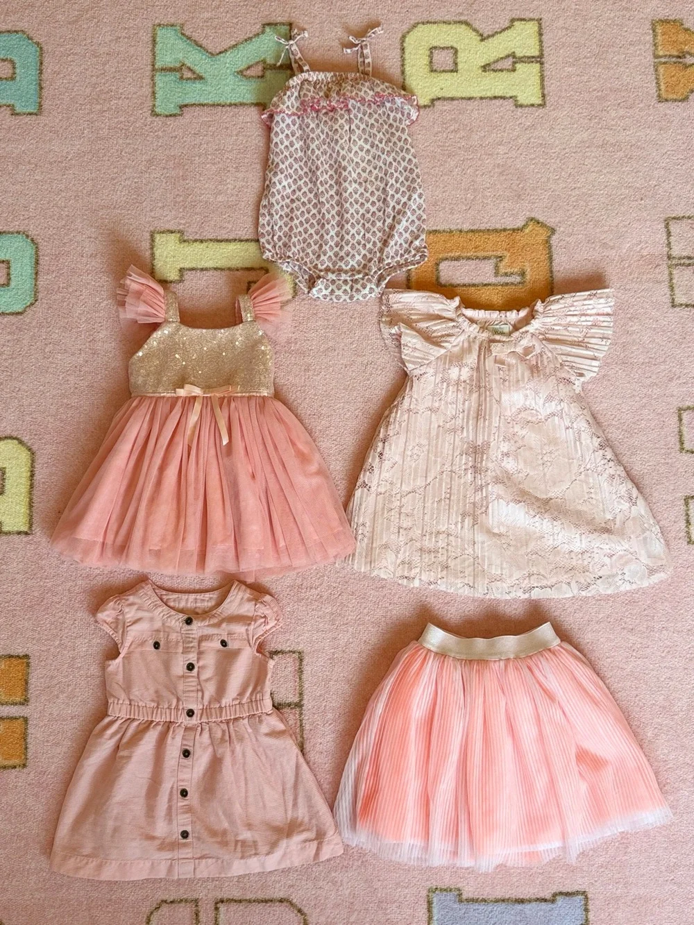 Baby Girl Pink Dress Romper Skirt Lot 12-18M Carters Cat & Jack Old Navy